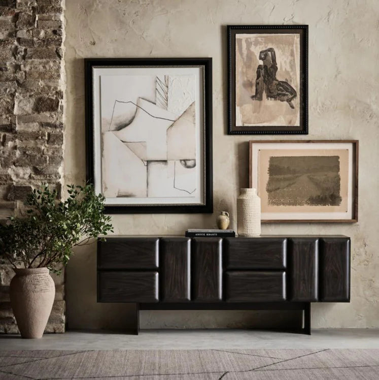 HDT KHAN | "Textural Figuration II" 24"x32" Framed Wall Art Print