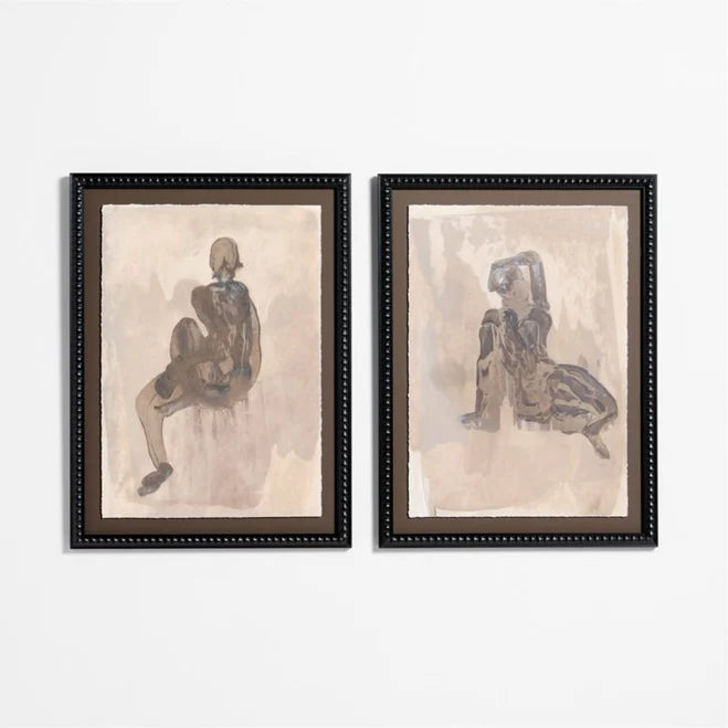 HDT KHAN | "Textural Figuration I" 24"x32" Framed Wall Art Print